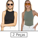 Conjunto Feminino Fitness 2 Peças – Top Regata e Short em Poliamida e Elastano – Alta Elasticidade e Conforto