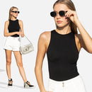 Conjunto Feminino Fitness 2 Peças – Top Regata e Short em Poliamida e Elastano – Alta Elasticidade e Conforto