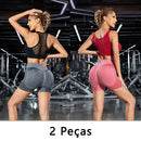 Conjunto de Shorts Feminino Sem Costura – 2 Peças para Yoga