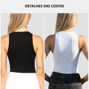 Conjunto Feminino Fitness 2 Peças – Top Regata e Short em Poliamida e Elastano – Alta Elasticidade e Conforto