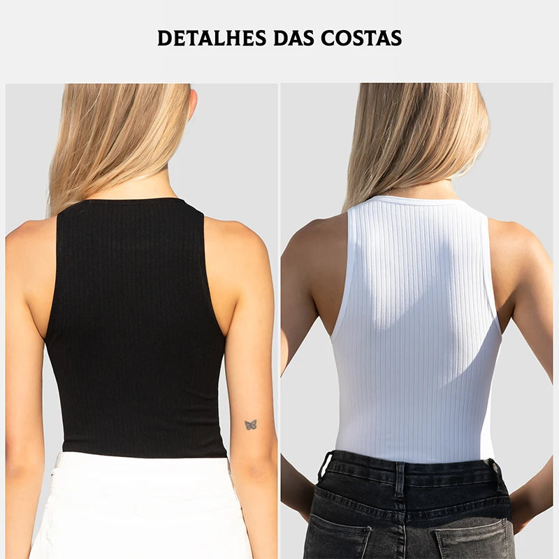 Conjunto Feminino Fitness 2 Peças – Top Regata e Short em Poliamida e Elastano – Alta Elasticidade e Conforto
