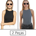 Conjunto Feminino Fitness 2 Peças – Top Regata e Short em Poliamida e Elastano – Alta Elasticidade e Conforto
