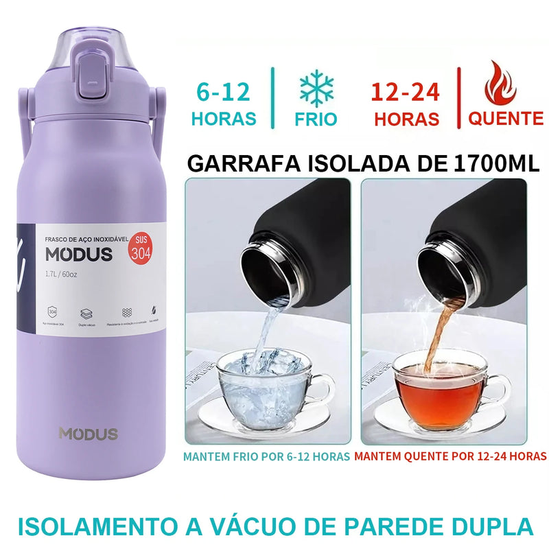 Garrafa Térmica Inox Premium 800ml ou 1700ml – Isolamento a Vácuo 12h e Design com Alça
