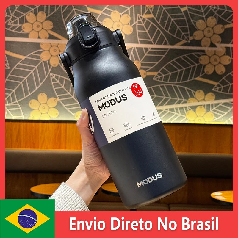 Garrafa Térmica Inox Premium 800ml ou 1700ml – Isolamento a Vácuo 12h e Design com Alça