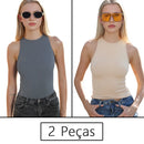 Conjunto Feminino Fitness 2 Peças – Top Regata e Short em Poliamida e Elastano – Alta Elasticidade e Conforto