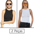 Conjunto Feminino Fitness 2 Peças – Top Regata e Short em Poliamida e Elastano – Alta Elasticidade e Conforto