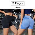 Conjunto de Shorts Feminino Sem Costura – 2 Peças para Yoga