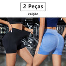 Conjunto de Shorts Feminino Sem Costura – 2 Peças para Yoga
