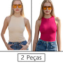 Conjunto Feminino Fitness 2 Peças – Top Regata e Short em Poliamida e Elastano – Alta Elasticidade e Conforto